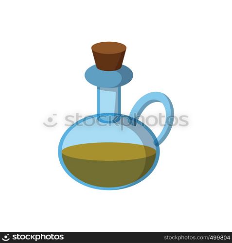 Bottle of olive oil icon in cartoon style on a white background . Bottle of olive oil icon, cartoon style