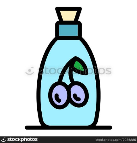 Bottle of olive oil icon. Outline bottle of olive oil vector icon color flat isolated. Bottle of olive oil icon color outline vector