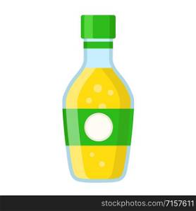 Bottle of orange juice in cartoon flat style on white, stock vector illustration