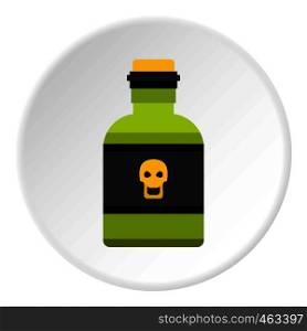 Bottle of poison icon in flat circle isolated vector illustration for web. Bottle of poison icon circle