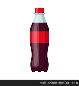Bottle of soda. Cola in plastic tarre. Isolated on white background. Vector illustration in flat style. Bottle of soda. Cola in plastic tarre