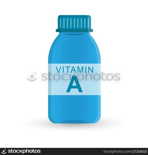bottle of vitamin A. Medicine. medical preparations. Flat style