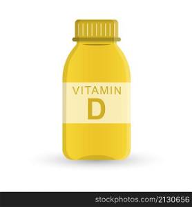 bottle of vitamin D. Medicine. medical preparations. Flat style
