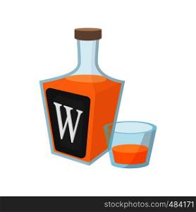 Bottle of whiskey cartoon icon on a white background. Bottle of whiskey cartoon icon