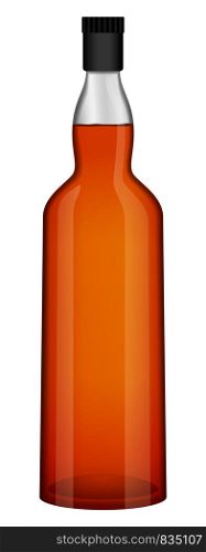 Bottle of whiskey mockup. Realistic illustration of bottle of whiskey vector mockup for web design isolated on white background. Bottle of whiskey mockup, realistic style