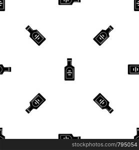 Bottle of whiskey pattern repeat seamless in black color for any design. Vector geometric illustration. Bottle of whiskey pattern seamless black