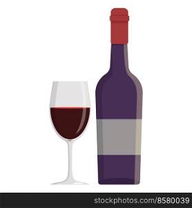 Bottle of wine and glass isolated on white background. Bottle of wine and glass isolated on white background.