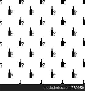Bottle of wine and glass pattern. Simple illustration of bottle of wine and glass vector pattern for web. Bottle of wine and glass pattern, simple style