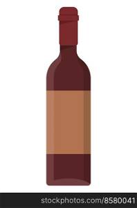 Bottle of wine isolated on white background. Flat vector illustration.. Bottle of wine isolated on white background. Flat vector illustration