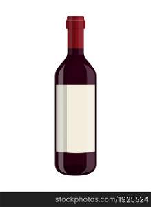 bottle of wine isolated on white background. Vector illustration in flat style For web, info graphics.. bottle of wine isolated on white background
