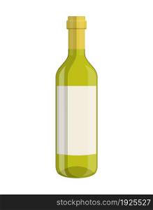 bottle of wine isolated on white background. Vector illustration in flat style For web, info graphics.. bottle of wine isolated on white background