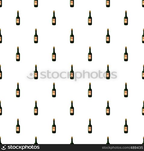 Bottle of wine pattern seamless repeat in cartoon style vector illustration. Bottle of wine pattern