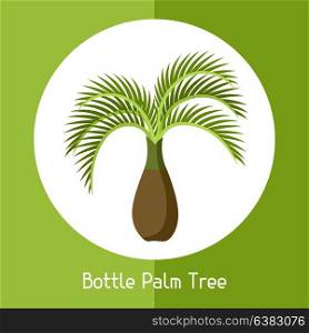 Bottle palm tree. Illustration of exotic tropical plant. Bottle palm tree. Illustration of exotic tropical plant.