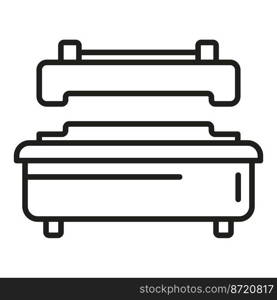 Bottle press machine icon outline vector. Medicine factory. Action research. Bottle press machine icon outline vector. Medicine factory