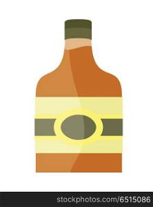 Bottle with Alcohol Vector in Flat Style Design. . Bottle with alcohol vector in flat style. liqueur, brandy whiskey, cognac illustration for beverages concepts, grocery store advertising, icons, infograqphic element. Isolated on white background.