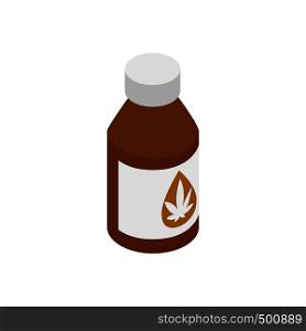 Bottle with buds of medical marijuana icon in isometric 3d style on a white background . Bottle with buds of medical marijuana icon
