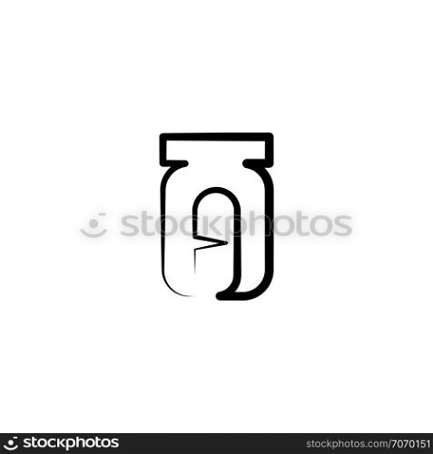 bottle with capsule pill illustration icon