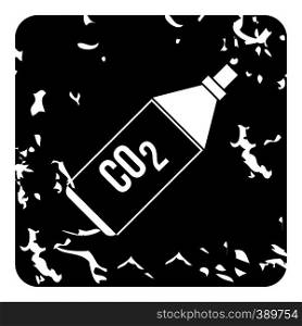 Bottle with CO2 gas icon. Grunge illustration of bottle with CO2 gas vector icon for web. Bottle with CO2 gas icon, grunge style