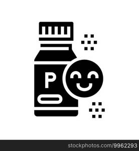 bottle with healthcare probiotics glyph icon vector. bottle with healthcare probiotics sign. isolated contour symbol black illustration. bottle with healthcare probiotics glyph icon vector illustration