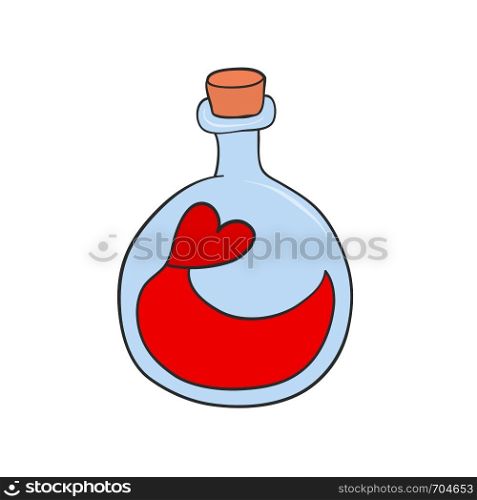 bottle with love potion heart symbol for love card design