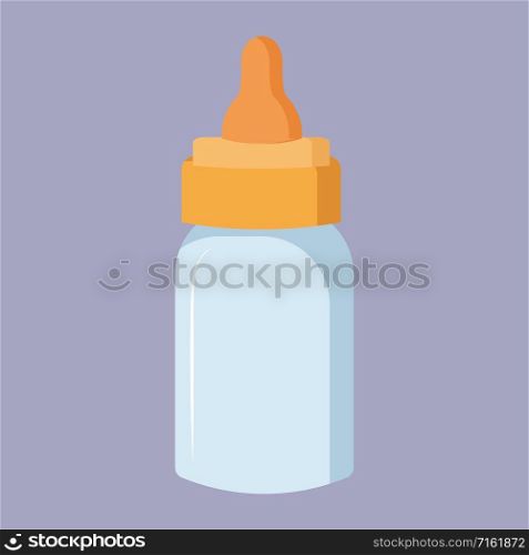 Bottle with milk, illustration, vector on white background.