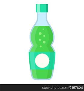Bottle with mint water in cartoon flat style on white, stock vector illustration