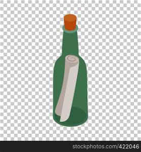 Bottle with note isometric icon 3d on a transparent background vector illustration. Bottle with note isometric icon
