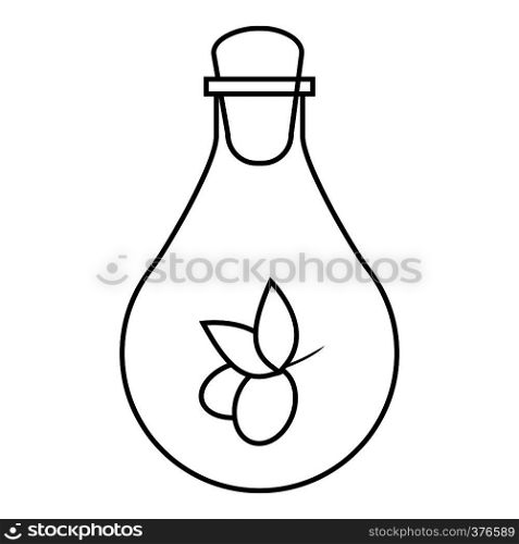 Bottle with olive oil icon. Outline illustration of bottle with olive oil vector icon for web. Bottle with olive oil icon, outline style