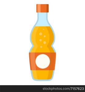 Bottle with orange water in cartoon flat style on white, stock vector illustration