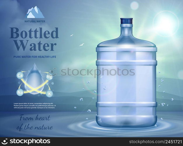 Bottled water advertising composition with natural water symbols ...