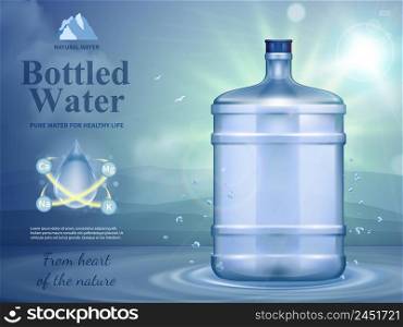 Bottled water advertising composition with natural water symbols realistic vector illustration. Bottled Water Advertising Composition