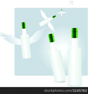 Bottles; Drink Bird composition