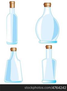 Bottles from glass. Seklyannye bottles of the varied form on white background