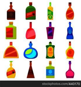 Bottles types icons set. Cartoon illustration of 16 bottles types vector icons for web. Bottles types icons set, cartoon style