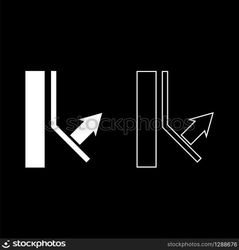 Bottom layer remains on wall Designation on wallpaper symbol icon outline set white color vector illustration flat style simple image. Bottom layer remains on wall Designation on wallpaper symbol icon outline set white color vector illustration flat style image
