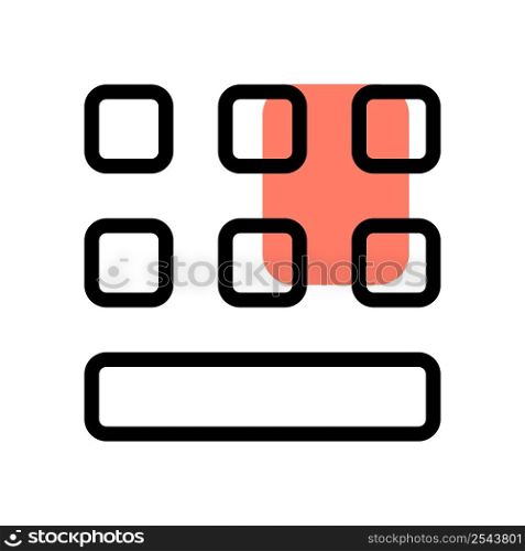 Bottom strip with upper square block keys
