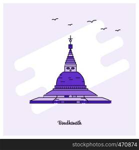 BOUDHANATH Landmark Purple Dotted Line skyline vector illustration