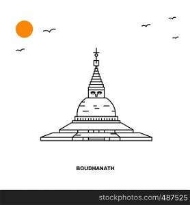 BOUDHANATH Monument. World Travel Natural illustration Background in Line Style