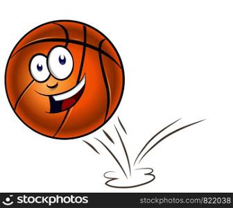 Bouncing basketball cartoon isolated on white backgroud