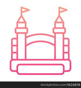 Bouncy castle gradient outline icon. Jumping inflatable house on kids playground. Vector logo EPS 10.. Bouncy castle gradient outline icon. Jumping inflatable house on kids playground. Vector logo EPS 10