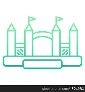Bouncy castle gradient outline icon. Jumping inflatable house on kids playground. Vector logo EPS 10.. Bouncy castle gradient outline icon. Jumping inflatable house on kids playground. Vector logo EPS 10