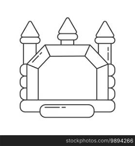 Bouncy castle outline icon. Jumping house on kids playground. Outline Vector illustration.. Bouncy castle outline icon. Jumping house on kids playground. Vector illustration.
