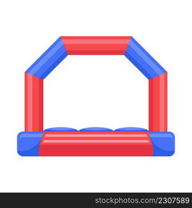 Bouncy inflatable castle. Tower and equipment for child playground. Vector line illustration isolated on white background.. Bouncy inflatable castle. Tower and equipment for child playground. Vector line illustration