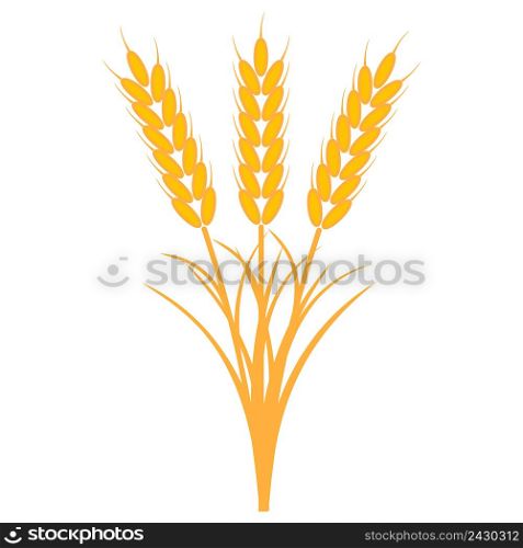 bouquet bunch of ears of wheat with the stems and leaves of ripe yellow color, a vector the concept of the harvest of crops, a sheaf of ripe wheat barley or rye