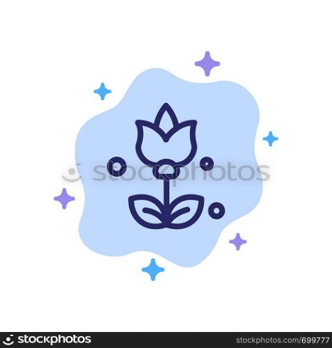 Bouquet, Flowers, Present Blue Icon on Abstract Cloud Background
