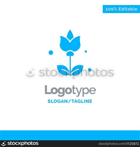 Bouquet, Flowers, Present Blue Solid Logo Template. Place for Tagline