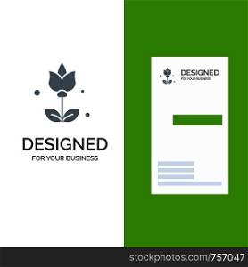 Bouquet, Flowers, Present Grey Logo Design and Business Card Template