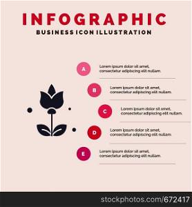 Bouquet, Flowers, Present Solid Icon Infographics 5 Steps Presentation Background