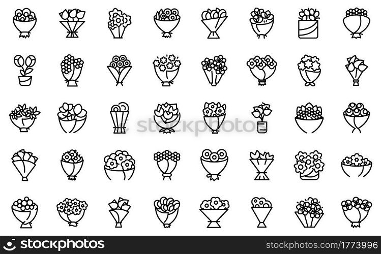 Bouquet icon. Outline bouquet vector icon for web design isolated on white background. Bouquet icon, outline style