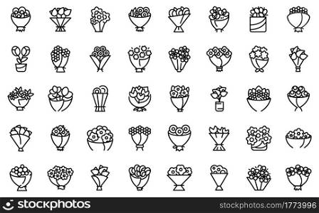 Bouquet icon. Outline bouquet vector icon for web design isolated on white background. Bouquet icon, outline style